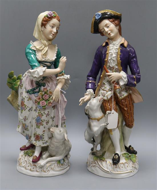 A large pair of modern Sitzendorf figures tallest 47cm